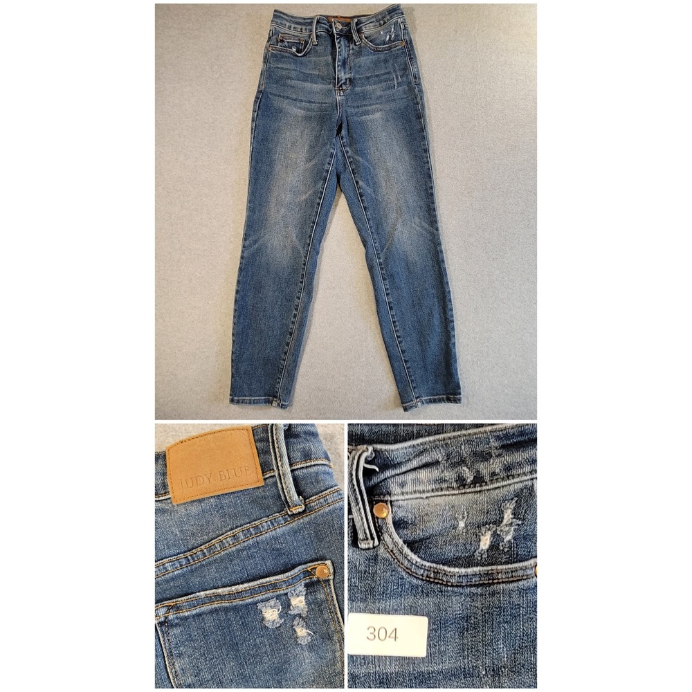 Judy Blue Womens High Waist Distressed  Jeans Medium Wash Size 3/26 Distressed